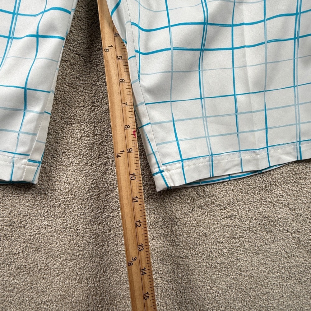 Adidas Climalite Golf Shorts Womens 10 White Blue Grid Plaid Performance Sport - Picture 3 of 7